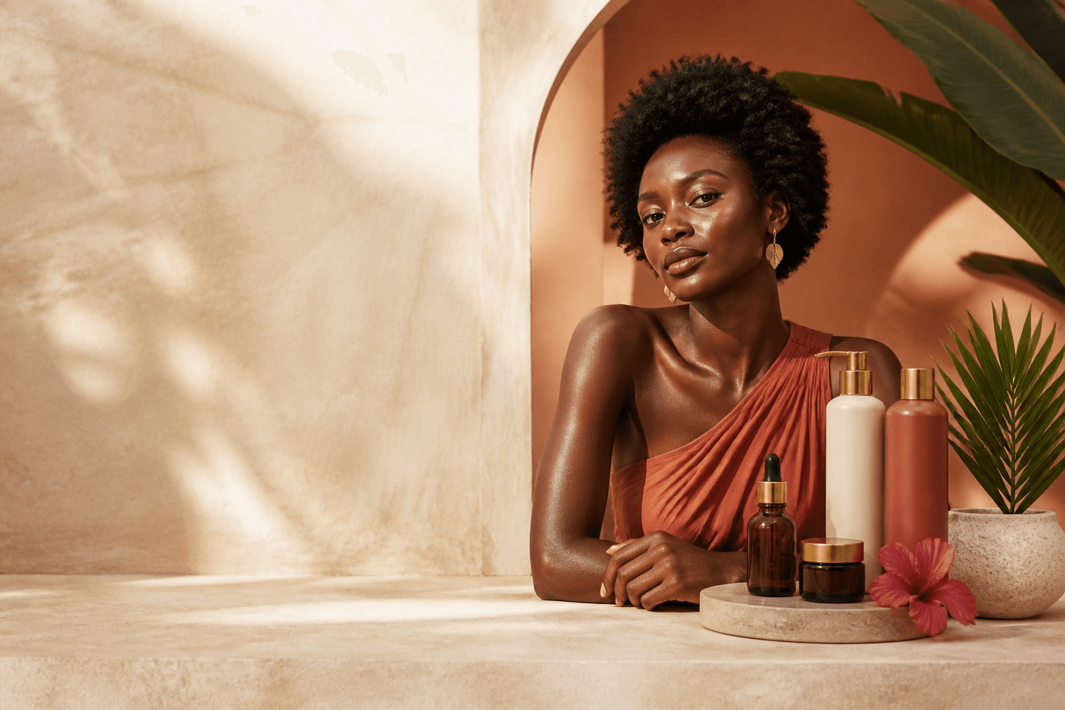 Barkain beauty campaign featuring a woman with natural hair and the collection