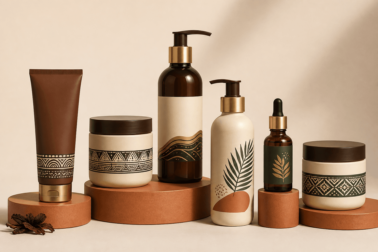 The six-piece Barkain beauty product mockup